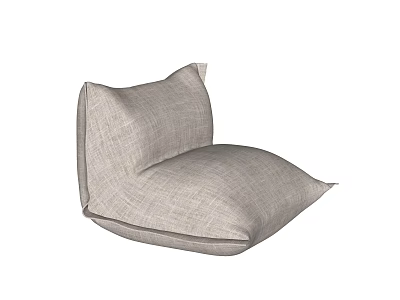 Cozy Light Gray Linen Fabric Bean Bag Chair Modern Design for Living Room 3d model