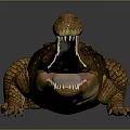 Realistic 3D Crocodile Model with Open Mouth and Brown Skin Texture on Gray Background