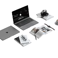 Computer Office Supplies Combination Apple Book Camera 3d model