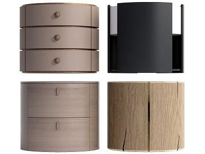Stylish Modern Nightstands with Wooden Finishes and Drawer Designs for Home Bedroom 3d model
