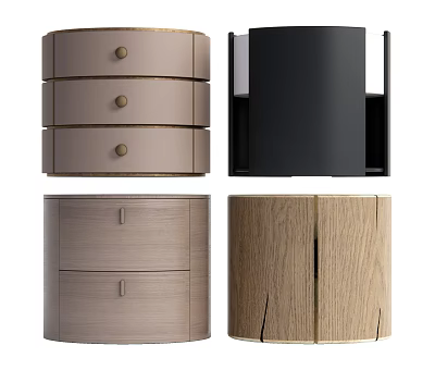 Stylish Modern Nightstands with Wooden Finishes and Drawer Designs for Home Bedroom 3d model