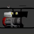 Industrial Air Compressor With Black Frame Red Motor Air Tank And Control Panel