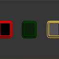 Three Colored Waste Bins With Red Green Yellow Lids For Recycling