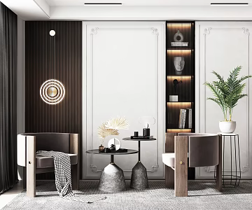 Modern leisure sofa combination leisure chair rest sofa coffee table simple leisure chair 3d model