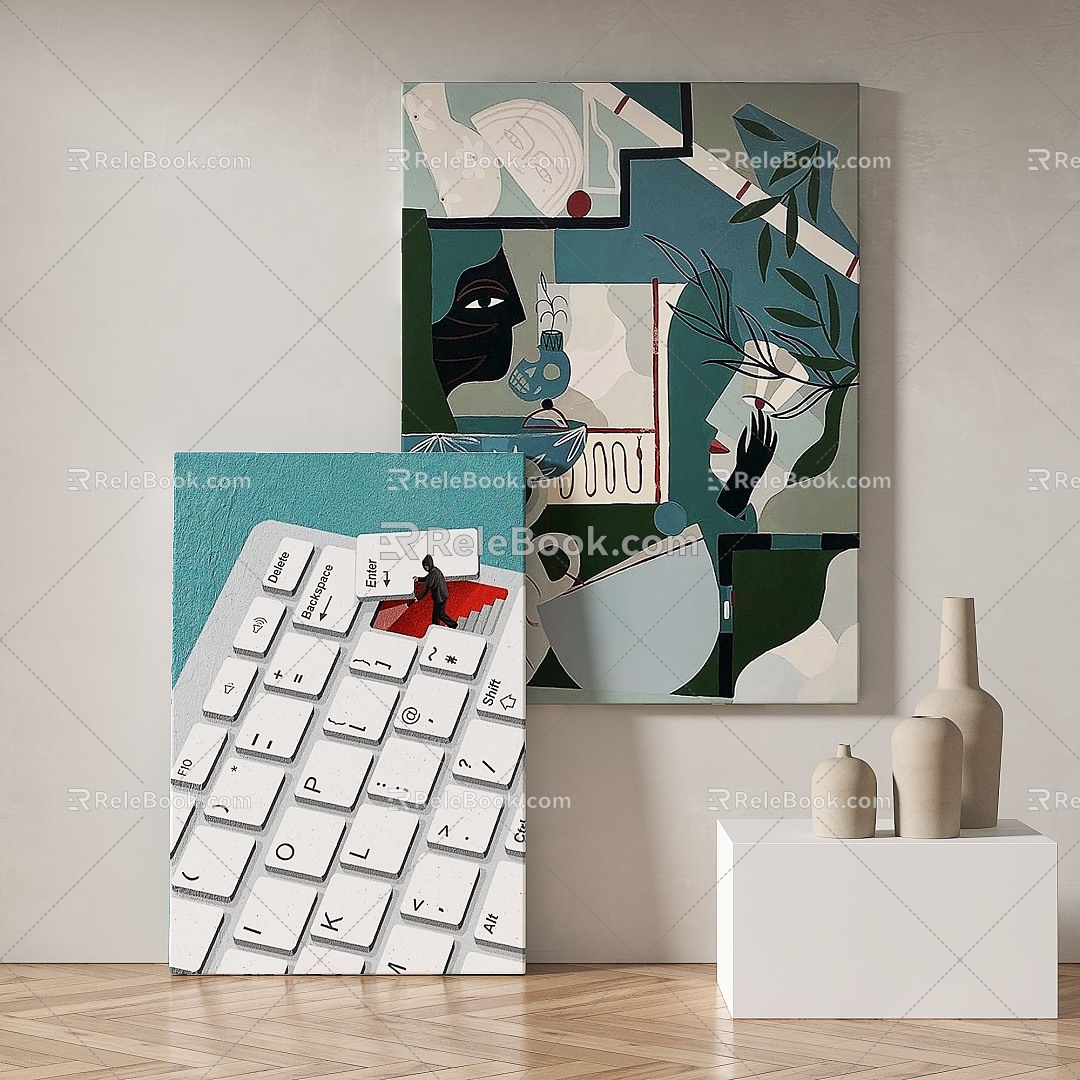 Modern minimalist abstract decorative painting 3d model