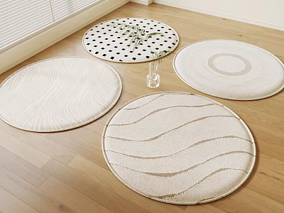 Round Rugs In Different Designs Like Waves Dots And Textures For Modern Home 3d model