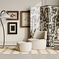 Middle ancient style leisure sofa picture floor lamp 3d model