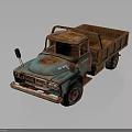 Vintage Rusty Blue Truck With Open Bed And Weathered Exterior Design