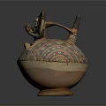 Ancient Clay Jar With Carved Human Figure And Geometric Patterns 3d model