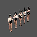 Woman In Bunny Costume With Black Bodysuit Rabbit Ears And High Heels Multiple Angles View