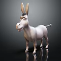 White Donkey 3D Model With Large Ears On Black Background Reflective Ground Surface 3d model