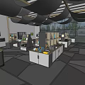 Modern Cultural Center Interior Featuring Glass Dome Multi Level Walkways And Art Installations