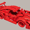 Red Building Block Sports Car Model Detailed Construction With Realistic Design
