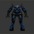 Blue Mecha Robot With Sci Fi Armor And Mechanical Arms Design