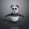 Cute Black And White Panda Doll With Big Eyes Pink Ears And Open Arms Design