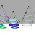 Illuminated Circular Chandeliers With Colorful Lighting And Text Messages Design