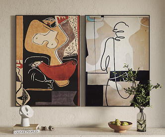 Modern abstract painting hanging painting decorative painting 3d model