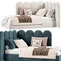 Modern Single Sofa With Scalloped Back Plush Pillows Throw Blanket And Color Options
