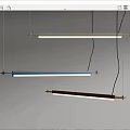 Modern Linear Pendant Lights With Multi Colored Shades And Metallic Hanging Frames 3d model