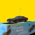 Vintage Electric Toy Remote Control Car 79 Dumont Phoenix on Blue Box with Yellow Background