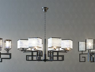 New Chinese Chandelier Fashion Simple Metal Chandelier Combination 3d model