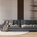 Modern double sofa multi-person sofa chandelier floor lamp 3d model