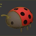 Cute 3D Cartoon Ladybug With Red Shell And Black Spots Design 3d model