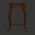Traditional Chinese Wooden Side Table With Carved Legs And Lower Shelf