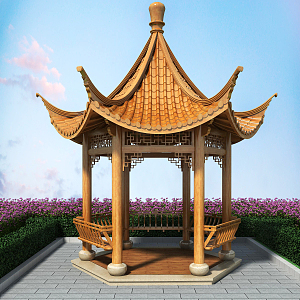 New Chinese Style Pavilion Antique Hexagon Pavilion 3d model