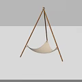 White Hammock With Triangular Wooden Frame And Simple Hanging Design Structure 3d model