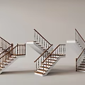 Modern Staircase Designs With White Steps And Brown Handrails Featuring Various Styles