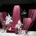 773KB Black Rose Red Contrast Cloth Mantle Wedding Photo Area Wedding 3d model