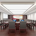 Spacious Modern Conference Room Interior With Long Table Chairs And Projection Screen 3d model