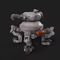 Futuristic Mechanical Weapon Platform With Turret Multiple Legs And Red Spherical Tank