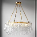 Luxurious Hanging Crystal Chandelier With Gold Chains And Transparent Crystals