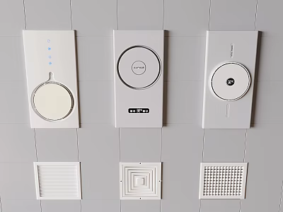 Modern White Bathroom Accessories Featuring Sleek Control Panels And Vent Grilles 3d model