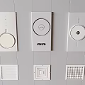 Modern White Bathroom Accessories Featuring Sleek Control Panels And Vent Grilles 3d model