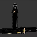 Black Pistol with Magazine and Bullets on Dark Background Display Setup 3d model