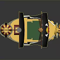 Colorful Lego Pirate Ship Model With Black Sails Skull Flags And Yellow Figurehead