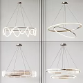 Modern Minimalist Chandeliers With Wavy Interlocking And Transparent Circular Rings Design 3d model