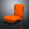 Modern Orange Single Sofa With Curved Backrest Plush Fabric And Metal Legs Design