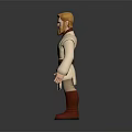 Animated Game Character With Blonde Hair Beard White Robe Brown Belt And Red Boots