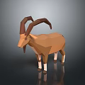 Low Poly Antelope 3D Model With Curved Horns And Geometric Design 3d model