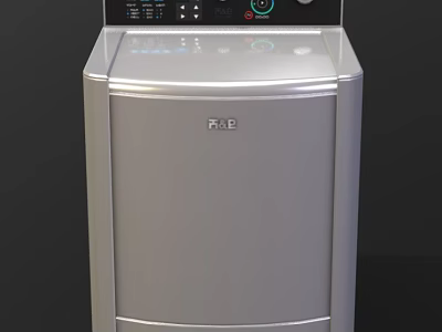 F&E Silver Upright Washing Machine With Modern Control Panel For Home Use Design 3d model