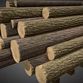 Stacked Natural Wooden Logs With Rough Surface And Round Cut Ends For Craft Use
