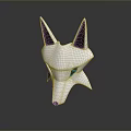 White Fox Head With Black Ears In Geometric Minimalist Design Style