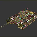 Detailed Military Tank 3D Model With Camouflage Paint Cannon Turret And Tracks