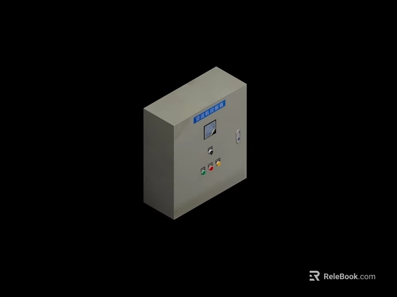 Gray Metal Casing Industrial Control Equipment With Digital Display Screen And Control Buttons 3d model 