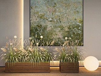 Phragmites australis plant combination wheat ear hay Pennisetum plant pile 3d model