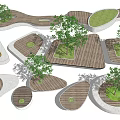 Modern Tree Pool Landscape Seat Park Wide View Pool Flower Pool Planting Pool Lawn 3d model
